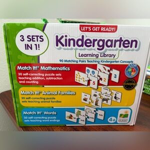 Let's Get Ready Kindergarten Learning Library 3-Sets-In-1 Math Animal Words